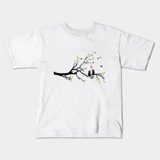 Cats in love on spring tree Kids T-Shirt